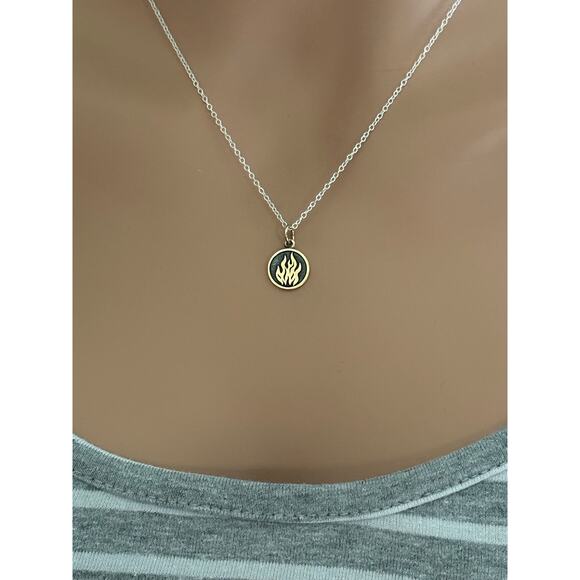 Sterling Silver Necklace with Bronze Fire Element Charm - Picture 3 of 7
